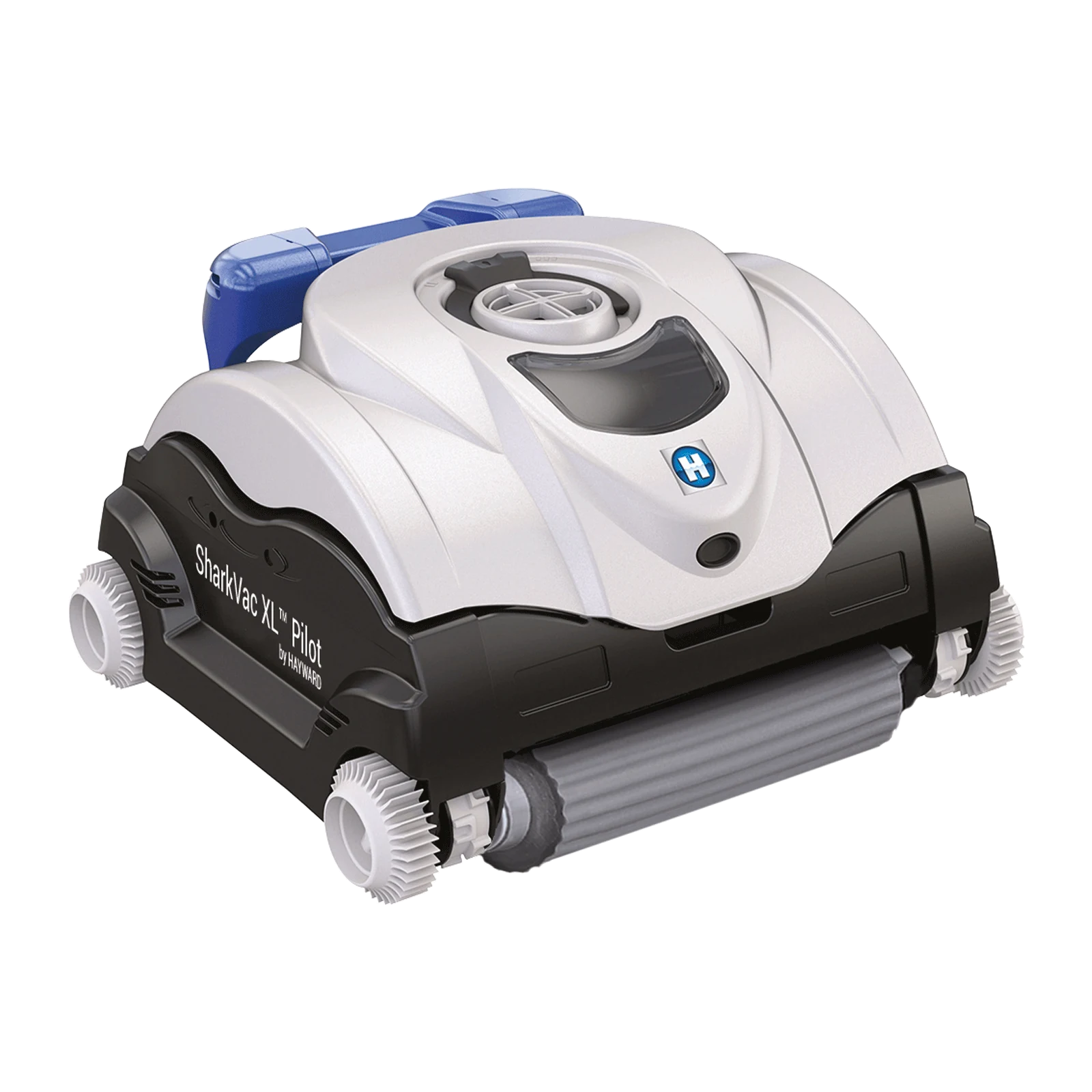 Hayward SharkVAC XL Pilot robotic pool cleaner with blue handle and front cleaning roller