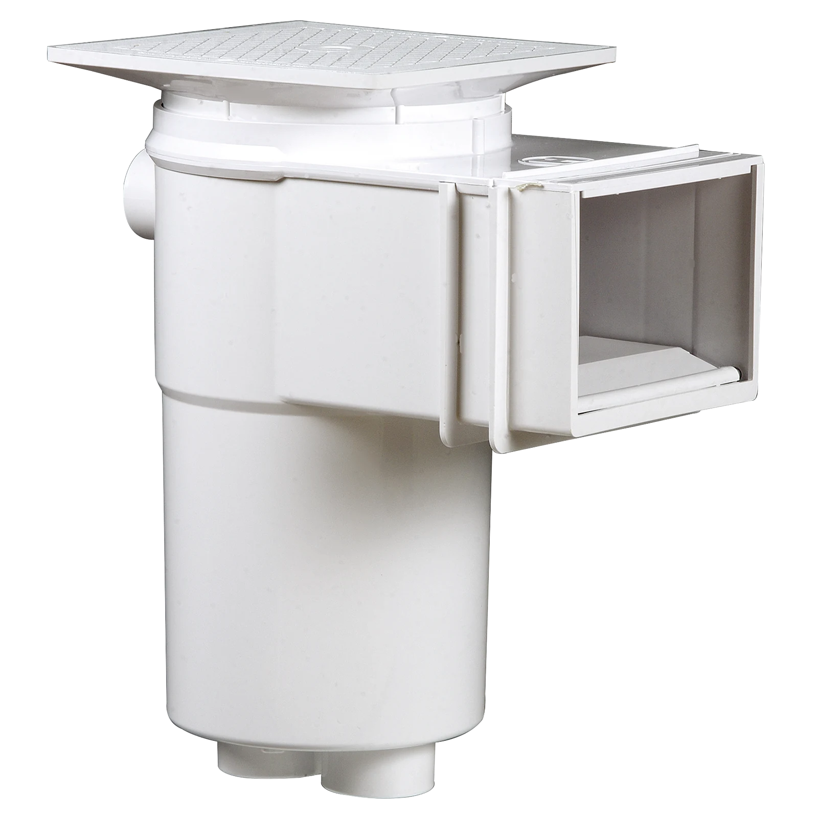 White Hayward Auto-Skim pool skimmer with rectangular inlet and square lid