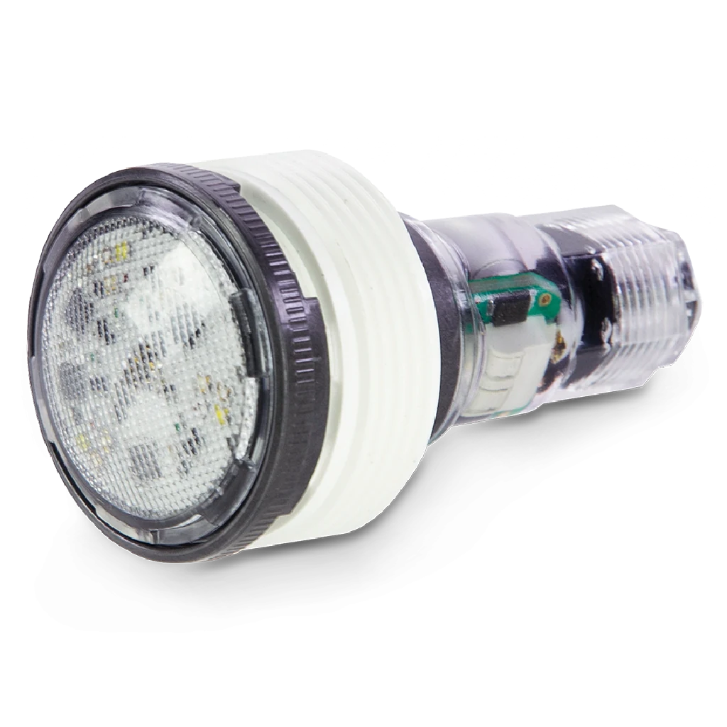 Pentair MicroBrite compact underwater LED pool light with threaded white fitting
